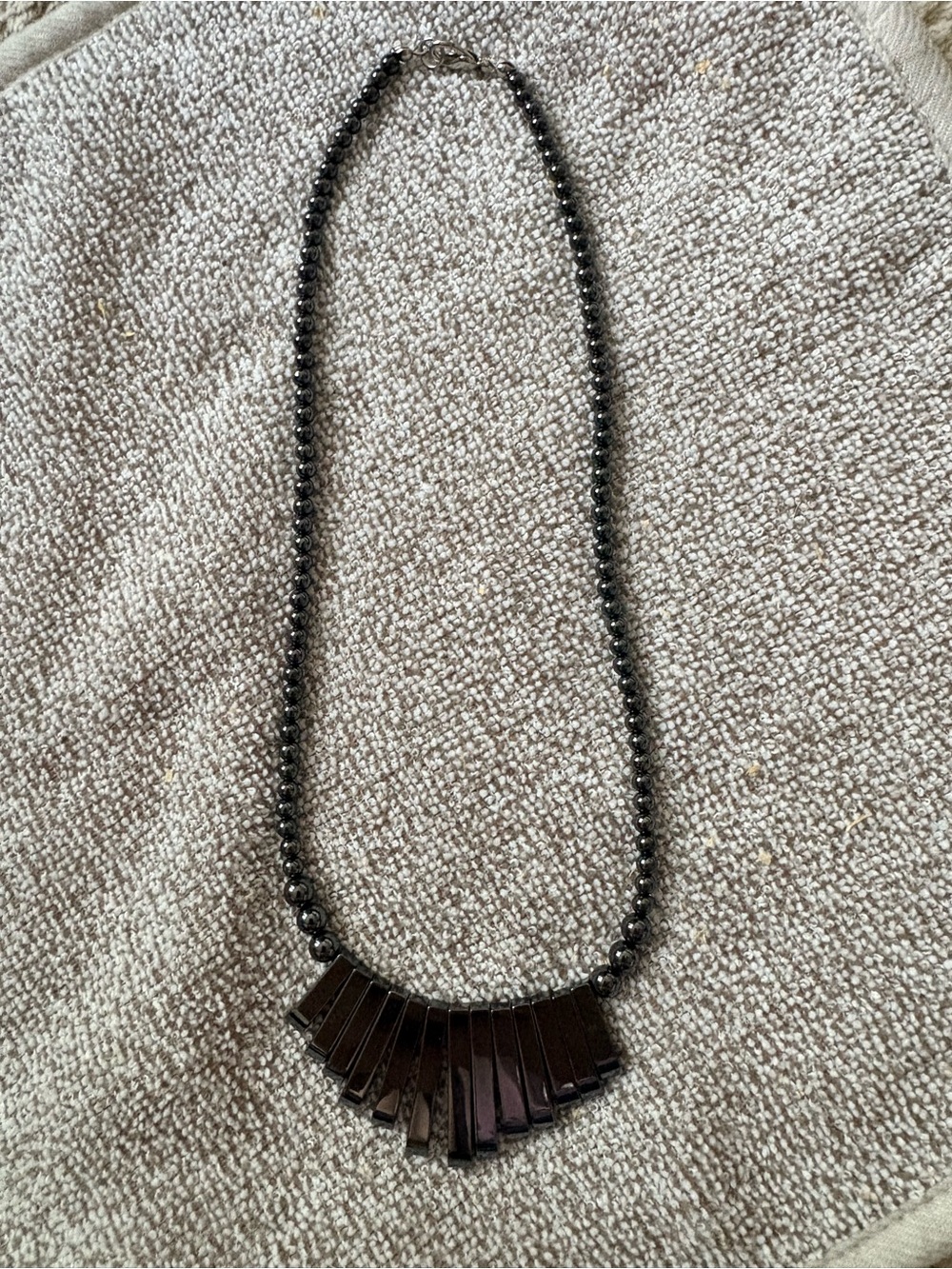 18” Hematite Bib/Fan Necklace - Women Jewelry